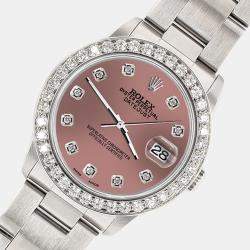 Rolex Custom Salmon 1.62ct Diamond Stainless Steel Datejust Automatic Women's Wristwatch 31 mm