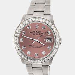 Rolex Custom Salmon 1.62ct Diamond Stainless Steel Datejust Automatic Women's Wristwatch 31 mm