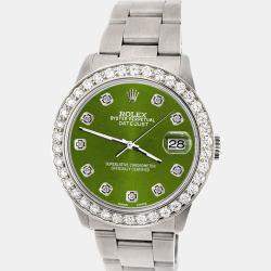 Rolex Custom Royal Green 1.62ct Diamond Stainless Steel Datejust Automatic Women's Wristwatch 31 mm