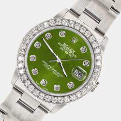 Rolex Custom Royal Green 1.62ct Diamond Stainless Steel Datejust Automatic Women's Wristwatch 31 mm
