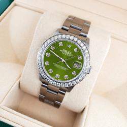 Rolex Custom Royal Green 1.62ct Diamond Stainless Steel Datejust Automatic Women's Wristwatch 31 mm