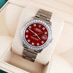 Rolex Custom Imperial Red 1.62ct Diamond Stainless Steel Datejust Automatic Women's Wristwatch 31 mm