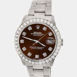 Rolex Custom Chocolate 1.62ct Diamond Stainless Steel Datejust Automatic Women's Wristwatch 31 mm