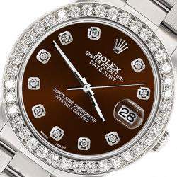 Rolex Custom Chocolate 1.62ct Diamond Stainless Steel Datejust Automatic Women's Wristwatch 31 mm