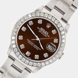 Rolex Custom Chocolate 1.62ct Diamond Stainless Steel Datejust Automatic Women's Wristwatch 31 mm