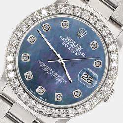 Rolex Custom Black 1.62ct Diamond Stainless Steel Datejust Automatic Women's Wristwatch 31 mm