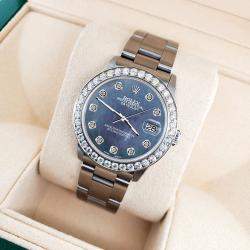 Rolex Custom Black 1.62ct Diamond Stainless Steel Datejust Automatic Women's Wristwatch 31 mm