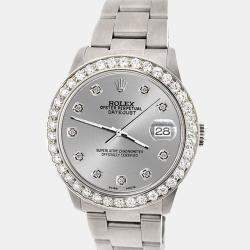 Rolex Custom Silver 1.62ct Diamond Stainless Steel Datejust Automatic Women's Wristwatch 31 mm