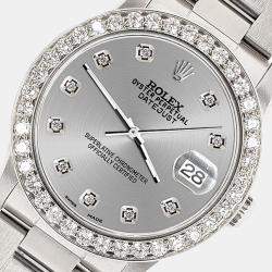 Rolex Custom Silver 1.62ct Diamond Stainless Steel Datejust Automatic Women's Wristwatch 31 mm