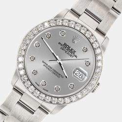 Rolex Custom Silver 1.62ct Diamond Stainless Steel Datejust Automatic Women's Wristwatch 31 mm