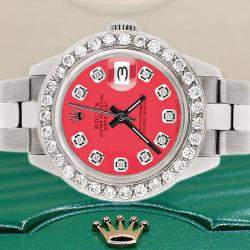 Rolex Custom Crimson 1.3CT Diamond Stainless Steel Datejust  Automatic Women's Wristwatch 26mm