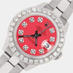 Rolex Custom Crimson 1.3CT Diamond Stainless Steel Datejust  Automatic Women's Wristwatch 26mm