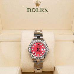 Rolex Custom Crimson 1.3CT Diamond Stainless Steel Datejust  Automatic Women's Wristwatch 26mm