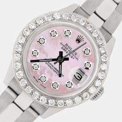 Rolex Custom Pink MOP 1.3CT Diamond Stainless Steel Datejust  Automatic Women's Wristwatch 26mm