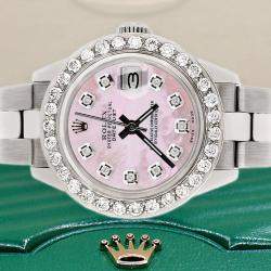 Rolex Custom Pink MOP 1.3CT Diamond Stainless Steel Datejust  Automatic Women's Wristwatch 26mm