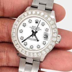 Rolex Custom White 1.3CT Diamond Stainless Steel Datejust  Automatic Women's Wristwatch 26mm