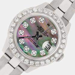 Rolex Custom Tahitian MOP 1.3CT Diamond Stainless Steel Datejust  Automatic Women's Wristwatch 26mm