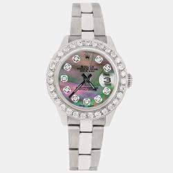 Rolex Custom Tahitian MOP 1.3CT Diamond Stainless Steel Datejust  Automatic Women's Wristwatch 26mm