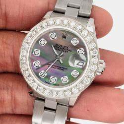 Rolex Custom Tahitian MOP 1.3CT Diamond Stainless Steel Datejust  Automatic Women's Wristwatch 26mm
