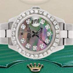 Rolex Custom Tahitian MOP 1.3CT Diamond Stainless Steel Datejust  Automatic Women's Wristwatch 26mm