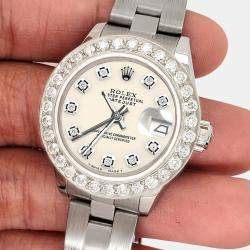 Rolex Custom Ivory 1.3CT Diamond Stainless Steel Datejust  Automatic Women's Wristwatch 26mm