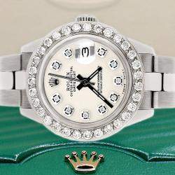 Rolex Custom Ivory 1.3CT Diamond Stainless Steel Datejust  Automatic Women's Wristwatch 26mm