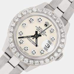 Rolex Custom Ivory 1.3CT Diamond Stainless Steel Datejust  Automatic Women's Wristwatch 26mm