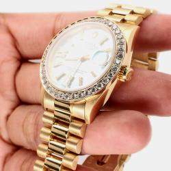 Rolex Custom Ice Blue Diamond 18K Yellow Gold President Datejust  Automatic Women's Wristwatch 31mm