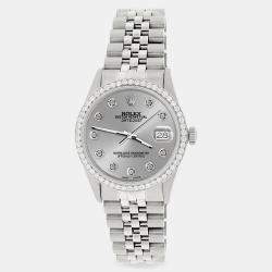 Rolex Custom Silver 1.1CT Diamond Stainless Steel Datejust  Automatic Men's Wristwatch 36mm