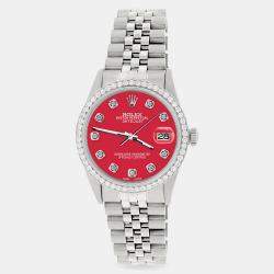 Rolex Custom Scarlet Red 1.1CT Diamond Stainless Steel Datejust  Automatic Men's Wristwatch 36mm