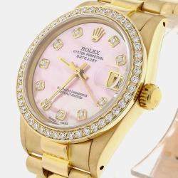 Rolex Customised Pink MOP Diamond 18K Yellow Gold President Datejust  Automatic Women's Wristwatch 31MM