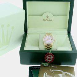 Rolex Customised Pink MOP Diamond 18K Yellow Gold President Datejust  Automatic Women's Wristwatch 31MM
