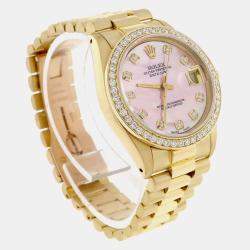 Rolex Customised Pink MOP Diamond 18K Yellow Gold President Datejust  Automatic Women's Wristwatch 31MM