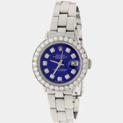 Rolex Customised Navy Blue 1.45CT Diamond Stainless Steel Datejust  Automatic Women's Wristwatch 26MM