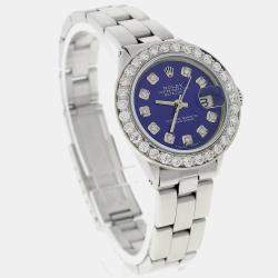 Rolex Customised Navy Blue 1.45CT Diamond Stainless Steel Datejust  Automatic Women's Wristwatch 26MM