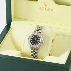 Rolex Customised Grey 2CT Diamond Stainless Steel Datejust  Automatic Women's Wristwatch 26mm