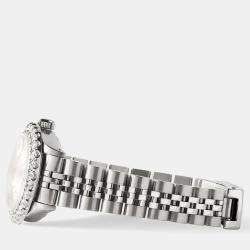 Rolex Customised Grey 2CT Diamond Stainless Steel Datejust  Automatic Women's Wristwatch 26mm