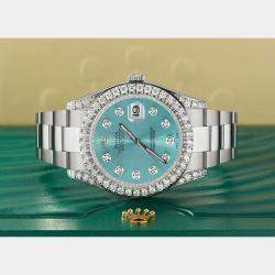 Rolex Customised Ice Blue 4.5CT Diamond Stainless Steel Datejust II  Automatic Men's Wristwatch 41mm