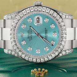 Rolex Customised Ice Blue 4.5CT Diamond Stainless Steel Datejust II  Automatic Men's Wristwatch 41mm