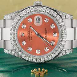 Rolex Customised Salmon 4.5CT Diamond Stainless Steel Datejust II  Automatic Men's Wristwatch 41mm