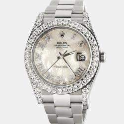 Rolex Customised White MOP 4.65CT Diamond Stainless Steel Datejust II 116300 Automatic Men's Wristwatch 41mm