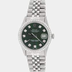 Rolex Customised Dark Green 1.1CT Diamond Stainless Steel Datejust  Automatic Men's Wristwatch 36mm