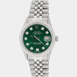 Rolex Customised Royal Green MOP 1.1CT Diamond Stainless Steel Datejust  Automatic Men's Wristwatch 36mm