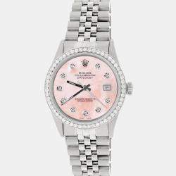 Rolex Customised Royal Pink MOP 1.1CT Diamond Stainless Steel Datejust  Automatic Men's Wristwatch 36mm
