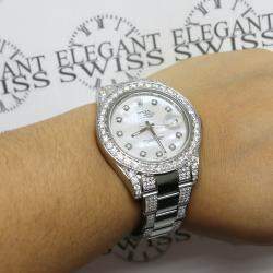Rolex Customised White MOP 8CT Diamond Stainless Steel Datejust II 116300 Automatic Men's Wristwatch 41mm