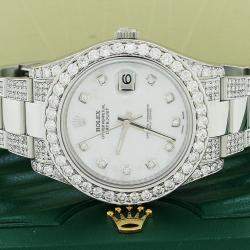 Rolex Customised White MOP 8CT Diamond Stainless Steel Datejust II 116300 Automatic Men's Wristwatch 41mm