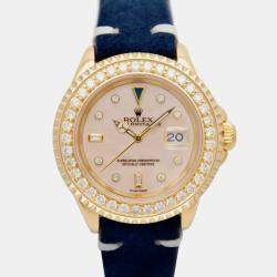 Rolex Customised Red 3.25CT Diamond 18K Yellow Gold Yacht-Master 16628 Automatic Men's Wristwatch 40mm