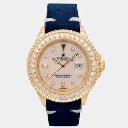 Rolex Customised Red 3.25CT Diamond 18K Yellow Gold Yacht-Master 16628 Automatic Men's Wristwatch 40mm