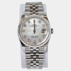 Pre Owned Rolex Datejust 126234-0019 Automatic Mother of Pearl Diamond Stainless Steel Women’s Wristwatch 36 mm