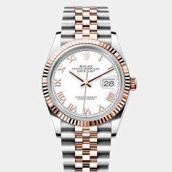 Pre Owned Rolex Datejust 126231-0015 Automatic White 18K Rose Gold Stainless Steel Women’s Wristwatch 36 mm